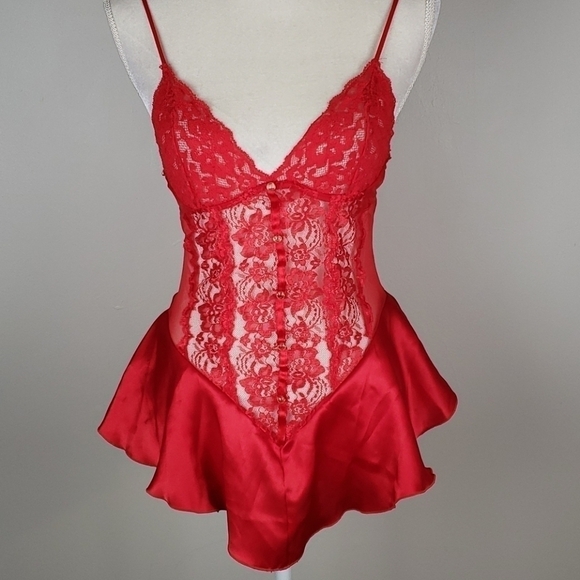 INTIMATO Amore Red Babydoll Teddy Set Satin Lace - Picture 2 of 16